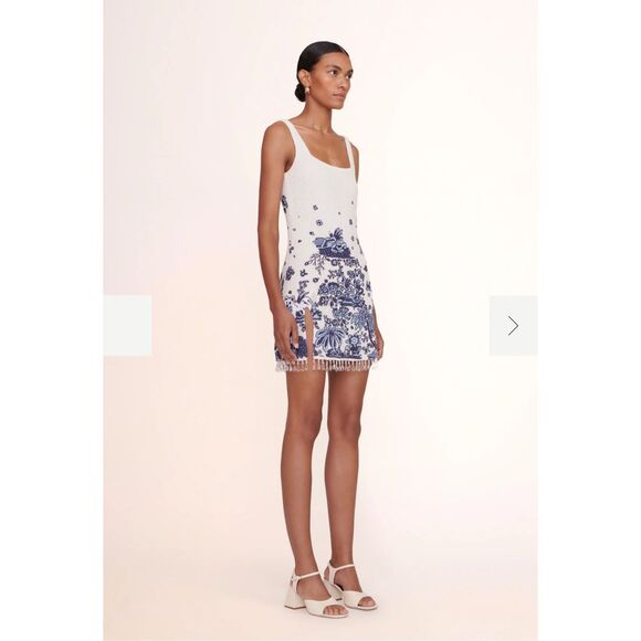 NWT STAUD Square Neck Crystal Fringe Le Sable Mini Dress Size XL $995 - Picture 2 of 9